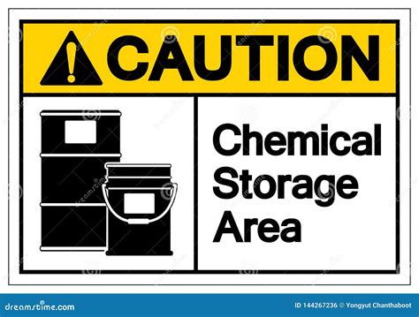 Caution Chemical Waste Storage Area Symbol Sign Vector Illustration