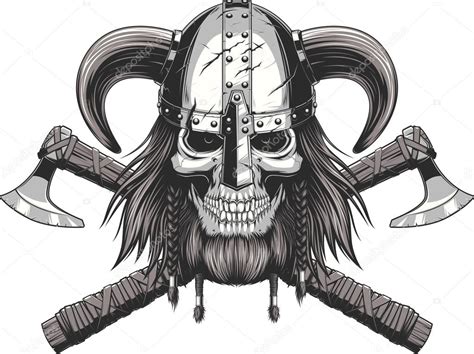 Cráneo De Viking En El Casco — Vector De Stock © Andreymakurin 101569352