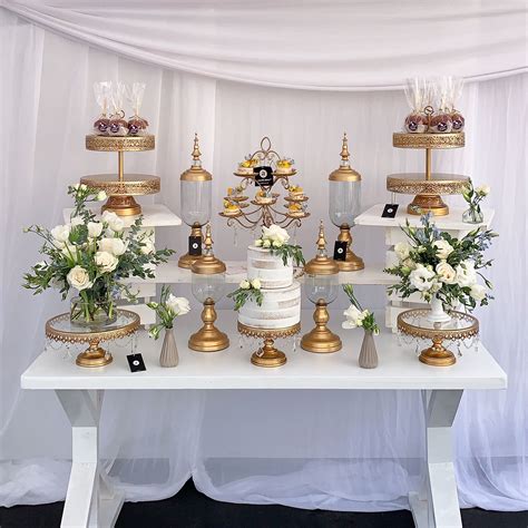Rustic Gold And White Dessert Table Wedding Dessert Table Decor