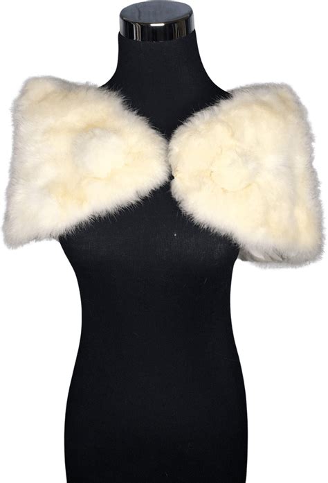 Vintage 50 S White Fox Fur Shawl Shop Thrilling