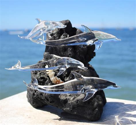 School Of Dolphins Glass Sculpture Etsy