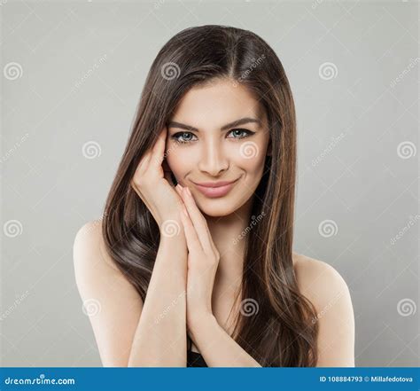 Beautiful Model Woman With Long Silky Brown Hair Stock Image Image Of