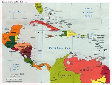 Large Detailed Political Map Of Central America With Capitals And Major