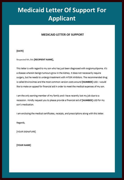Medicaid Letter Of Support For Applicant