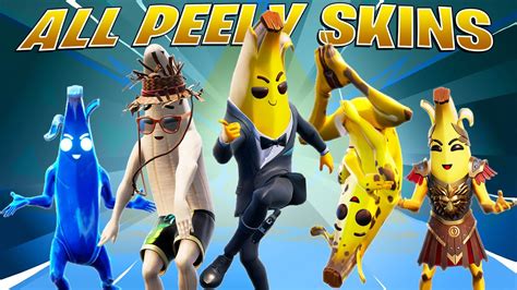 All Peely Skinsoutfits In Fortnite Locker And Dance Gameplay Showcase Youtube