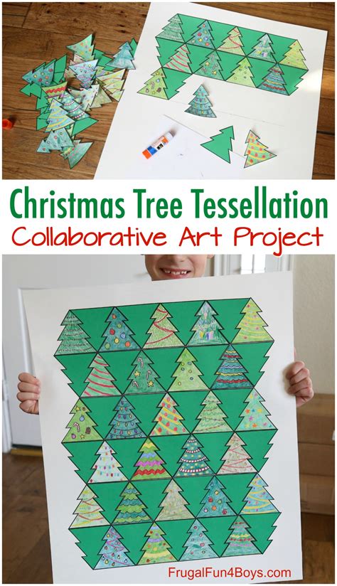 Collaborative Art With Christmas Tree Tessellations Frugal Fun For