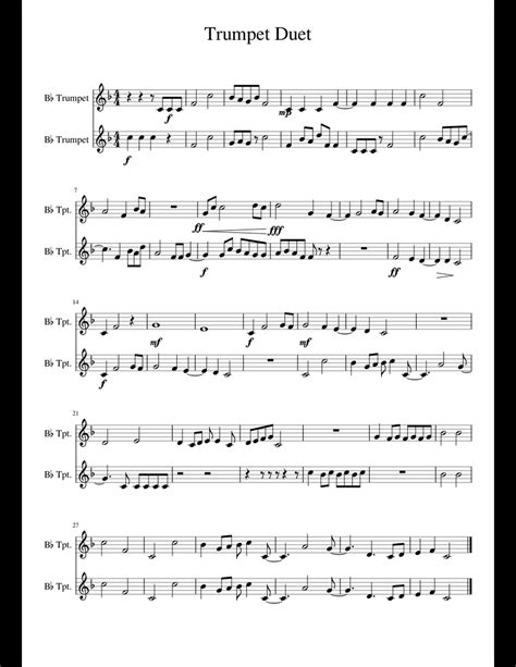 Trumpet Duet Sheet Music For Trumpet Download Free In Pdf Or Midi