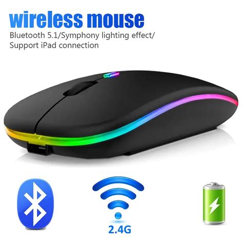 Wireless Mouse For Laptop Pc Bluetooth Rgb Rechargeable Mouses Wireless