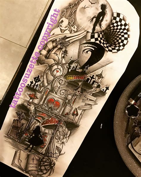 Tim Burton Sleeve Tattoo Design Dream Tattoos Dope Tattoos Leg
