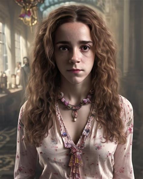 Hermione Granger Wearing A Floral Patterned Blouse OpenArt