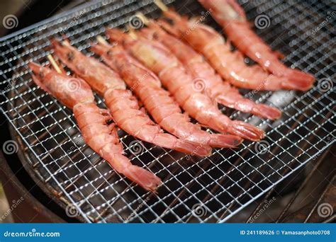 Shrimp Grilled With A Net Stock Photo Image Of Home 241189626