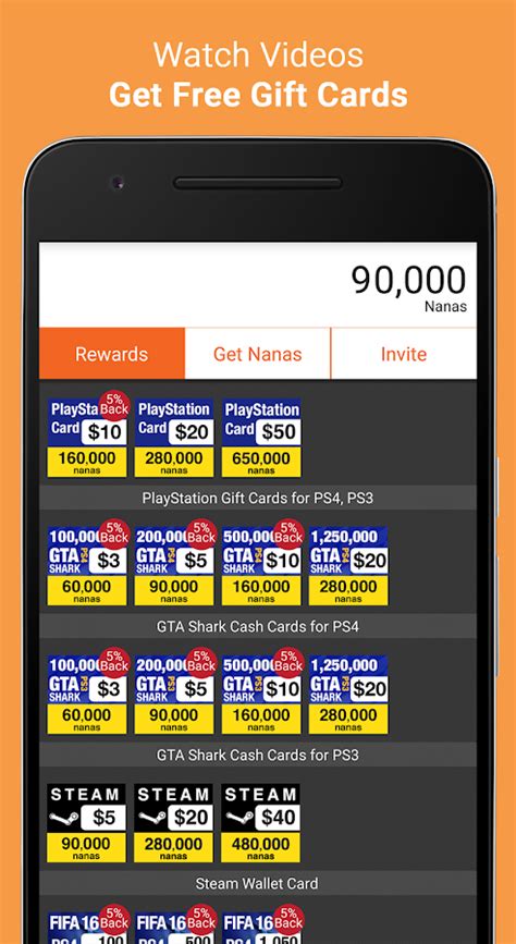 You can easily buy them and make it yours. AppNana - Free Gift Cards - Android Apps on Google Play