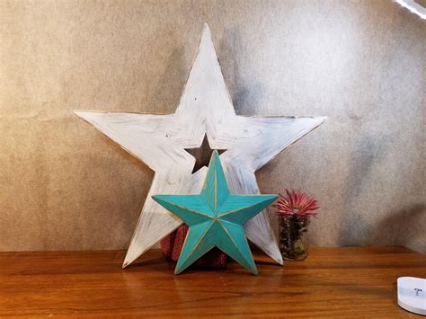 Rustic Wood Star Barn Star Set Of 2 Farmhouse Style Home Etsy