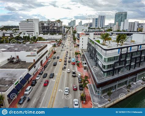 Aerial Photo Miami Beach Alton Road Facing South Editorial Stock Image