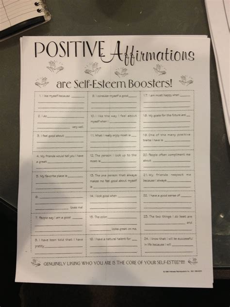 Positive Affirmations Worksheet Something To Keep In Your