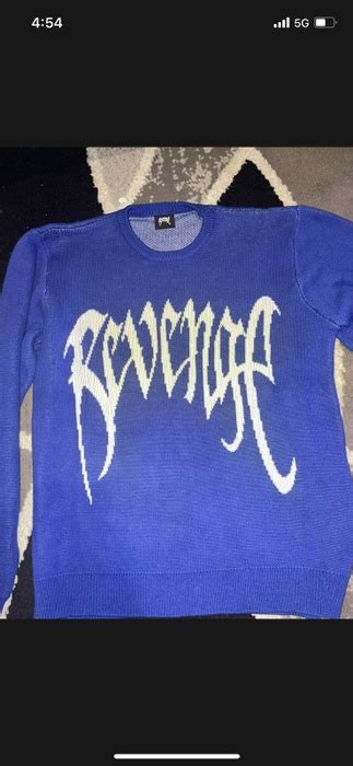 Revenge Xl Revenge Knit Logo Sweater Blue Grailed