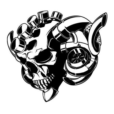 turbo skull vinyl decal sticker for car truck window ram horn racing c vector 47