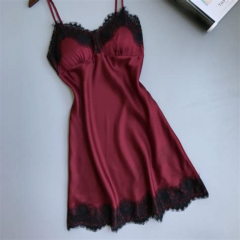 Womens Sexy Lingerie Silk Nightgown Summer Dress Lace Night Dress
