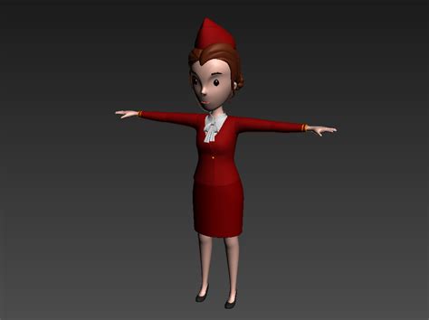 cartoongirl017 air hostess by bariacg 3docean