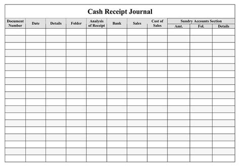 Fantastic Montly Cash Receipt Journal Template Premium Receipt Template