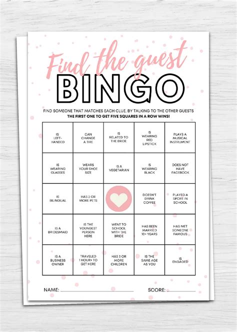 Find The Guest Bingo Free Printable Pdf
