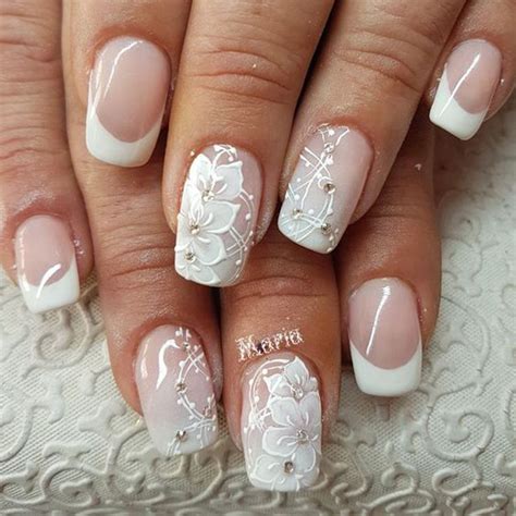 40 Elegant White Square Nails Art Inspirations Simple Wedding Nails