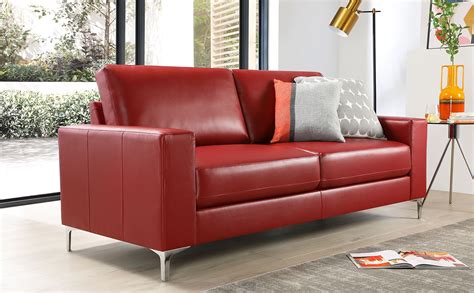 Baltimore Red Leather 3 Seater Sofa Furniture Choice