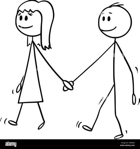 Stick People Holding Hands Girl