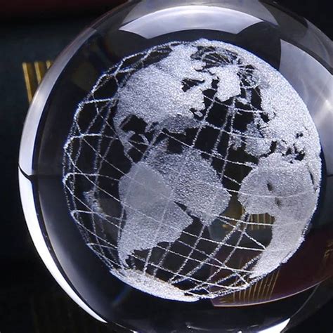 3d Crystal Planet Earth Laser Engraved Globe Miniature Model Etsy
