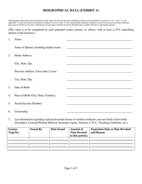 Texas Biographical Data Fill Out Sign Online And Download Pdf