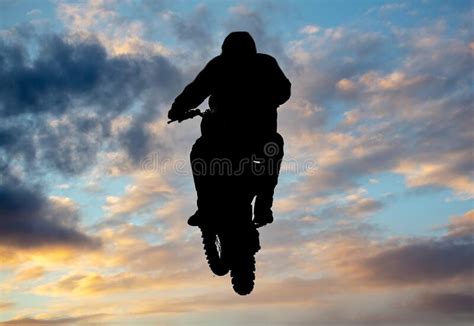 Silhouette Of A Man On A Motorcycle Stock Photo Image Of Amusement