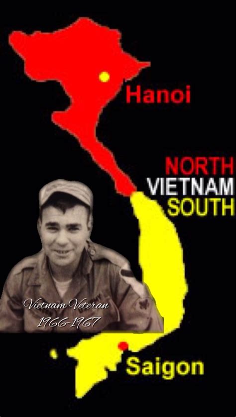 An Image Of A Man In Vietnam With The Countrys Name And Map On It