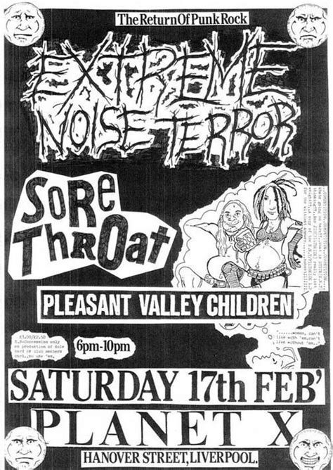 Sore Throat Extreme Noise Terror Vintage Concert Posters Gig Posters Music Posters Punk