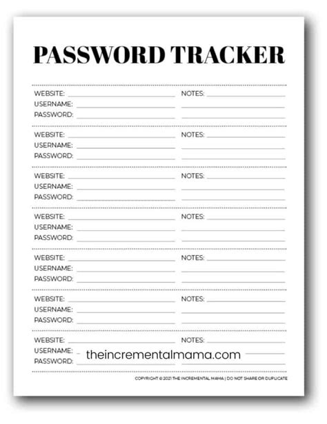 Free Printable Password Log FREE PRINTABLE TEMPLATES