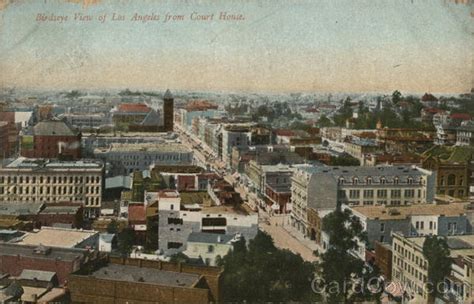 Birdseye View Of City From Court House Los Angeles Ca Postcard