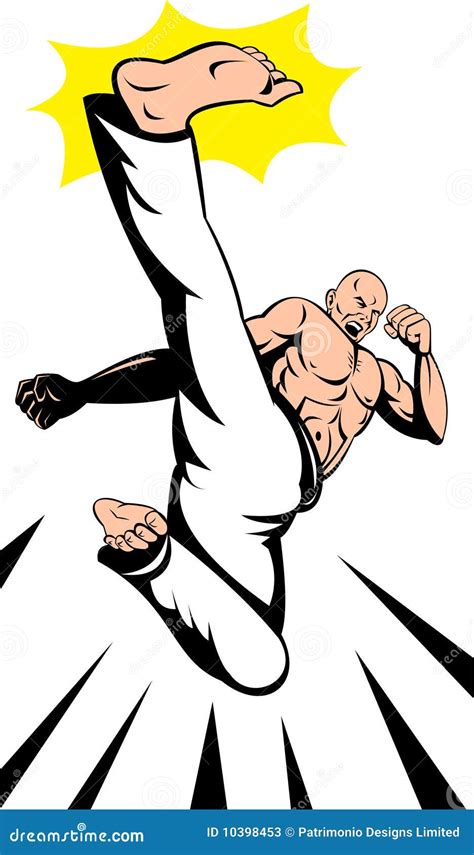 Man Flying High Karate Kick Stock Illustration Illustration Of Flying