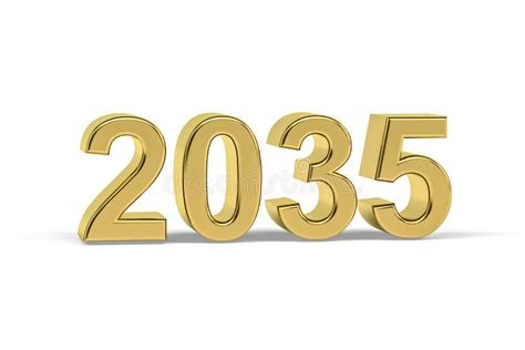 Golden 3d Number 2035 Year 2035 Isolated On White Background Stock