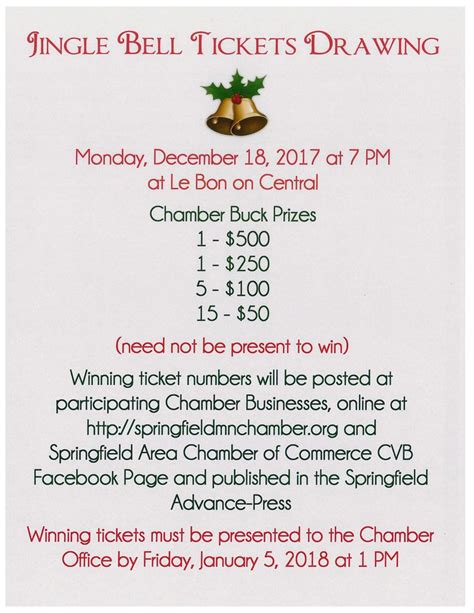 The Jingle Bell Tickets Drawing Is Tonight Monday December 18th At