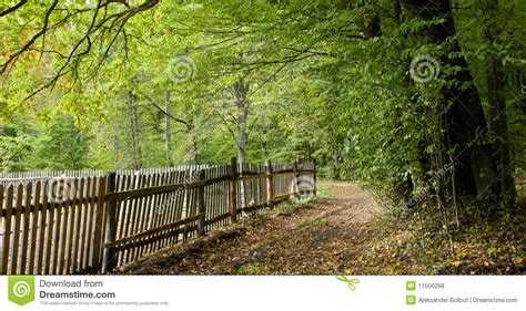 Old Wooden Fence By Ground Road And Forest Stock Photo Image Of Fall