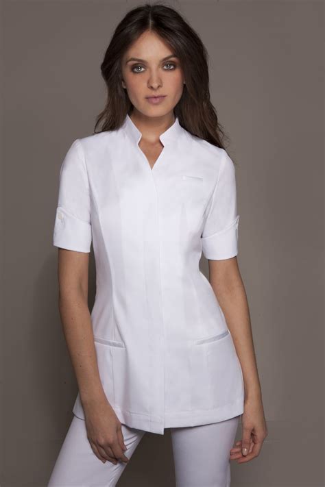 Stylemonarchy Spa Uniform Couture Elegant Spa Tunic In White Spa Uniform Wellness