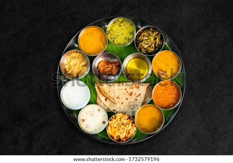 North Indian Thali Indian Traditional Food Stock Photo 1732579196
