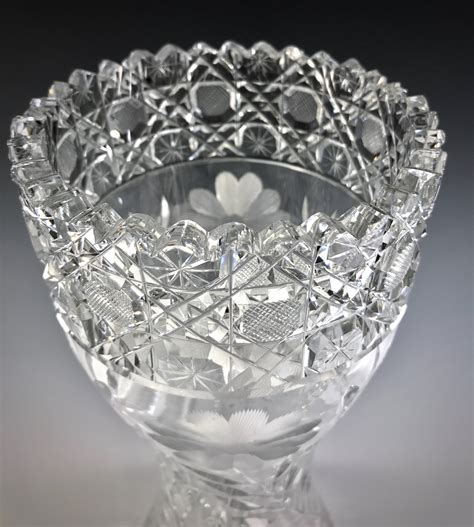 American Brilliant Cut Glass Well Cut Spectacular Corset Form Vase Large 14