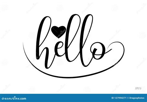 Hello Typography Text With Love Heart Stock Vector Illustration Of
