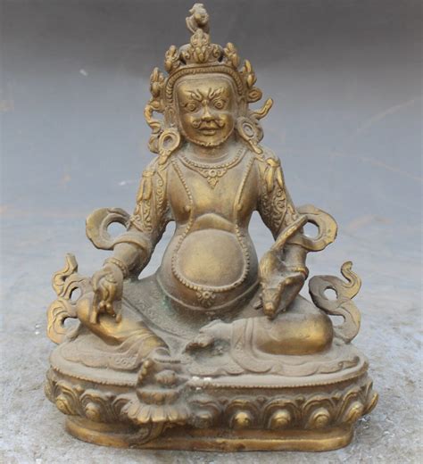 004494 15cm Tibet Buddhism Temple Bronze Mouse Yellow Jambhala Wealth