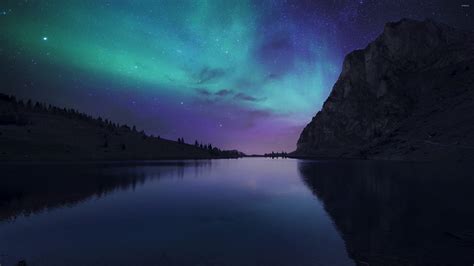 Aurora Reflecting In The Lake Wallpaper Nature Wallpapers 42286