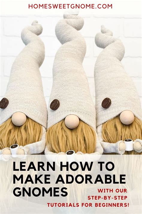 Three Knitted Gnomes With Text Overlay That Reads Learn How To Make