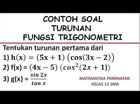 Contoh Soal Turunan Fungsi Trigonometri MUDAH DIPAHAMI Part1