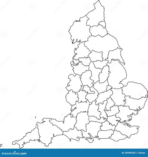 Blank Map Of England Counties Stock Vector Illustration Of