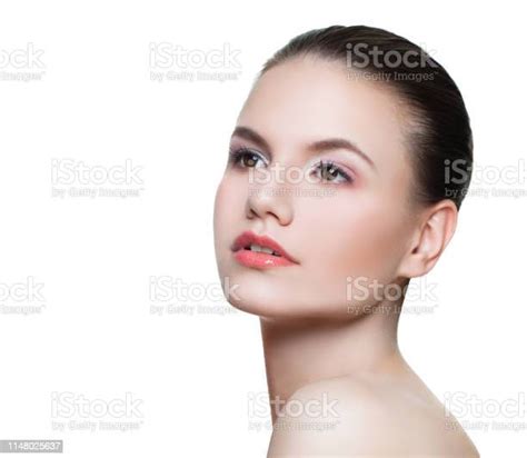 Portrait Of Perfect Young Woman Spa Model With Clear Skin Isolated On