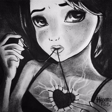 Drawing Of Broken Heart Girl By Haseena Faiz Drawings Painting